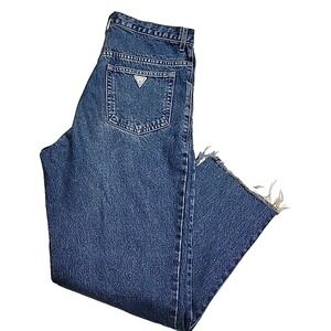 Vintage Guess Jeans Talon Zipper Blue Denim Jeans Mens 34x32 Made In USA